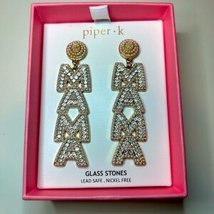 Piper K Mama Glass stones earrings, New in box